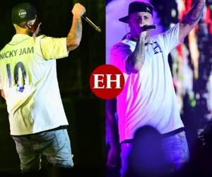 Con la camisa de la Selección de Honduras, el reguetonero Nicky Jam encendió los ánimos de los fanáticos que llegaron al estadio Morazán de San Pedro Sula el miércoles por la noche. Fotos: EL HERALDO