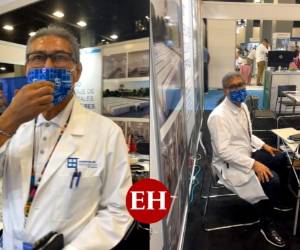 El catracho Ronny Frazier logró encarar a Axel López por el caso de los hospitales móviles durante una feria en Miami, Estados Unidos. Foto: Capturas de video.