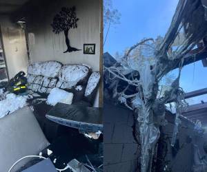 Muebles, camas y hasta el techo terminaron completamente carbonizados este sábado 14 de febrero, luego de que se registrara una fuerte explosión en un apartamento de los condominios Ecovivienda, en Tegucigalpa.