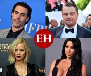 Sacha Baron Cohen, Leonardo Di Caprio, Jennifer Lawrence y Kim Kardashian, forman parte de la lista. Fotos: AFP