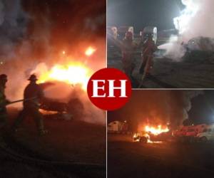 Al menos siete cabezales (parte frontal de una rastra) fueron quemados la madrugada de este martes en la colonia Brisas del Merendón, en San Pedro Sula, zona norte de Honduras.