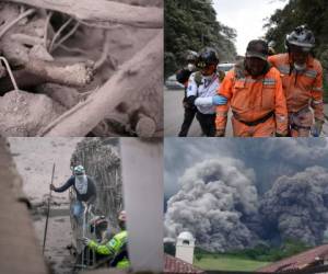 Socorristas reanudaron este lunes la búsqueda de desaparecidos tras la potente erupción del volcán de Fuego en Guatemala, que dejó al menos 31 muertos y miles de evacuados. (Fotos: AFP)