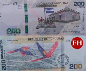 A partir de mañana 1 de septiembre se estrenará el nuevo billete de 200 lempiras, que será lanzado en conmemoración al bicentenario de Honduras. Con esto, el país ya tiene 9 billetes en las ediciones de 1,2,5,10,20,50,100,200 y 500 lempiras. Fotos: EL HERALDO