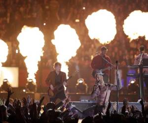 Adam Levine of Maroon 5 performs during halftime of the NFL Super Bowl 53 football game between the Los Angeles Rams and the New England Patriots Sunday, Feb. 3, 2019, in Atlanta. (AP Photo/Jeff Roberson)