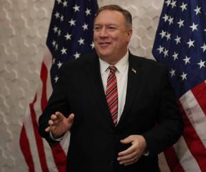 El secretario de Estado de EEUU, Mike Pompeo, habla en una conferencia de prensa en Washington. Foto AFP