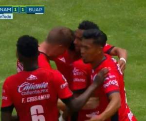 El hondureño Chirinos anóto su primer tanto en la liga mexicana al minuto 58. foto Captura de vídeo Televisa Deportes