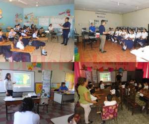 Los niños del CEB Napoleón Mejía estuvieron atentos a la información. El personal de MiAmbiente acudió al CEB Francisco Morazán para dar la charla. En el CEB Proto Guillén se formó a los niños sobre las tres R.