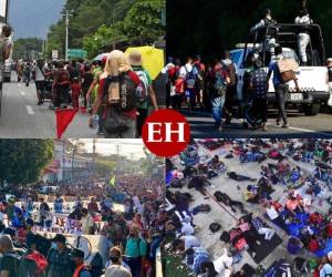 Alrededor de un millar de migrantes que partieron el sábado desde Chiapas, en el sur de México, decidieron descansar este martes y aprovecharon para recibir atención médica en las ampollas de los pies, lavar su ropa en el río y dormitar bajo cualquier sombra que pudieran encontrar en el municipio de Huixtla. Fotos AP y AFP.