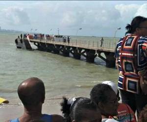 This Feb. 27, 2020 photo released by the Brazilian Navy shows cargo ship Stellar Banner partially emerged offshore of Sao Luis in Maranhao state, Brazil. The cargo ship grounded off the coast of Brazil has begun leaking oil, the country's environmental enforcement agency said Friday. (Brazilian Navy via AP)