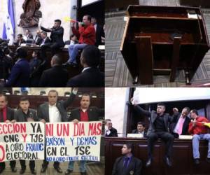 Los diputados del Partido Libre, con pitoretas y gritos, rechazaron la propuesta de que David Matamoros Batson continuara en su puesto en el Tribunal Supremo Electoral. Fotos: Efraín Salgado / EL HERALDO / Cortesía