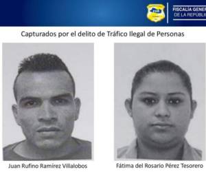 Los salvadoreños Juan Rufino Ramírez Villalobos y Fátima del Rosario Pérez Tesorero, son acusados por Tráfico Ilegal de Personas de forma masiva. Foto: Cortesía.