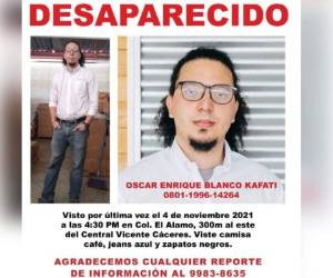 Este es el afiche de búsqueda que se ha difundido con la esperanza de hallar al joven. Si usted tiene información para localizarlo comuníquese al número de teléfono que ahí aparece.