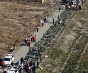 Las 176 personas que viajaban, en su mayoría iraníes y canadienses, y 11 ucranianos, de ellos nueve miembros de la tripulación, murieron en la catástrofe. Foto: AP.