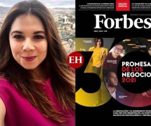 La hondureña Amy Campos fue reconocida como 'promesa de negocios 2021' en la edición de abril-mayo de la revista Forbes. Foto: El Heraldo y Forbes