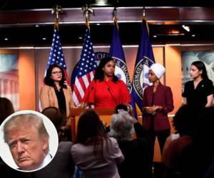 En la imagen, las congresistas víctimas de los ataques racistas de Trump: Ayanna Pressley, Ilhan Omar, Rashida Tlaib y Alexandria Ocasio-Cortez. Foto: Agencia AFP.