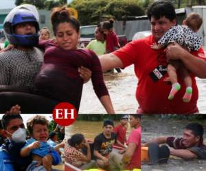 Evacuaciones forzadas, viviendas destruidas y miles de damnificados deja la depresión Eta a su paso por el territorio hondureño. Fotos: AFP/AP/Twitter.
