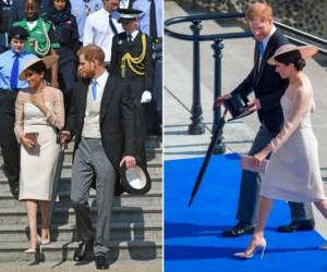 Britain's Prince Harry, Duke of Sussex and Britain's Meghan, Duchess of Sussex return in a horse-drawn carriage after attending the Queen's Birthday Parade, 'Trooping the Colour' on Horseguards parade in London on June 9, 2018.The ceremony of Trooping the Colour is believed to have first been performed during the reign of King Charles II. In 1748, it was decided that the parade would be used to mark the official birthday of the Sovereign. More than 600 guardsmen and cavalry make up the parade, a celebration of the Sovereign's official birthday, although the Queen's actual birthday is on 21 April. / AFP PHOTO / Niklas HALLEN