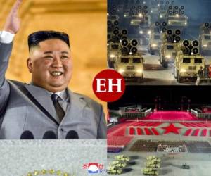 Corea del Norte presentó este sábado un nuevo y gigantesco misil balístico intercontinental durante un desfile militar que desafió a la pandemia de coronavirus, del que, según su líder Kim Jong Un, no hay un solo caso en el país. Fotos: AFP/AP