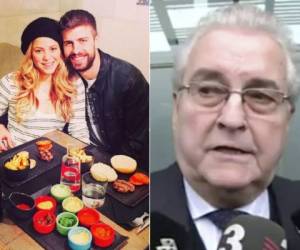 Shakira junto a Gerard Piqué y el abuelo del jugador del FC Barcelona, Amador Bernabéu. (Foto: Redes sociales)