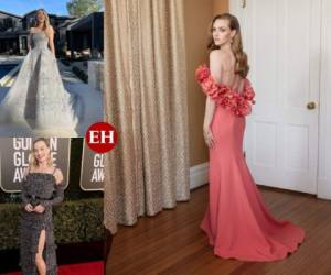 Manda Seyfried, Kaley Cuoco y Margot Robbie son las famosas que figuran entre las mejores vestidas de los premios Globos de Oro. FOTO: Twitter Golden Globe Awards