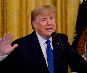 En esta foto de archivo tomada el 31 de enero de 2020, el presidente de Estados Unidos, Donald Trump, habla durante una cumbre sobre la lucha contra la trata de personas en la Sala Este de la Casa Blanca en Washington, DC El 4 de febrero de 2020, el presidente de los Estados Unidos, Donald Trump, describió los comités de Iowa como un 'desastre no mitigado' después de que los funcionarios no pudieron declarar un ganador '.