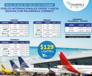 Vuelos internacionales desde y hacia Roatán con Palmerola Connect.