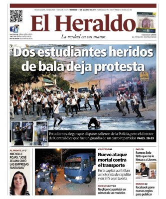 Dos estudiantes heridos de bala deja protesta