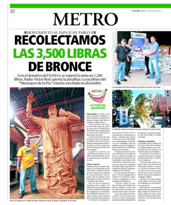 Terminado monumento al Papa 'mensajero de la paz”