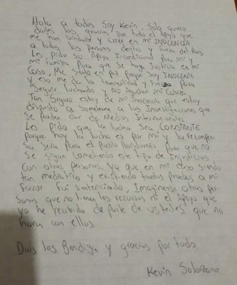 Kevin Solórzano escribe carta desde la cárcel tras haber sido declarado culpable