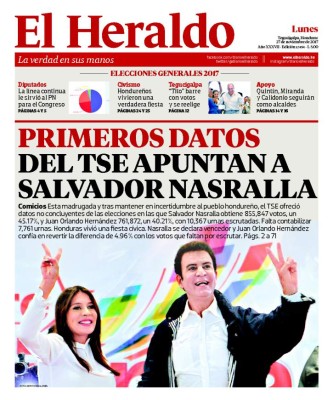 Primeros datos del TSE apuntan a Nasralla