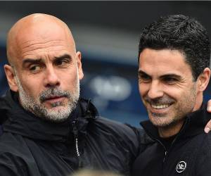 Guardiola y Arteta previo al arranque del partido.
