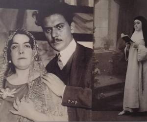 Filomena Rodríguez posando con el hábito de monja.