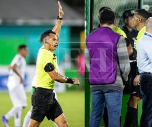El árbitro Nelson Salgado fue a revisar la jugada y le anuló el gol a Ángelo Norales del Platense.