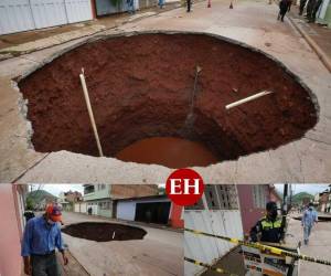 La tormenta que azotó al Distrito Central en las últimas horas dejó un enorme socavón en una de las calles de la colonia Prados Universitarios en la capital. Autoridades edilicias dicen que es muy preocupante y temen que el desastre se expanda. Aquí las imágenes del hundimiento.