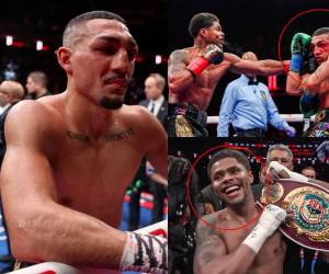 El boxeador hondureño Teófimo López cayó derrotado ante Shakur Stevenson en la pelea desarrollada en el Madison Square Garden por os títulos mundial superligero de la Organización Mundial de Boxeo (WBO) y el cinturón de The Ring. Te mostramos las mejores postales.