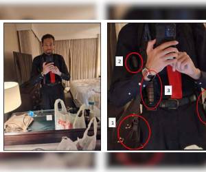 El acusado se tomó un selfi armado ante el espejo de su habitación del hotel minutos antes del atentado.