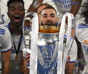 Karim Benzema celebra la victoria del Real Madrid.