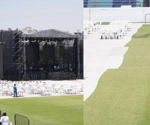 Así luce la grama del Morazán previo al evento al concierto del artista Eddie Herrera por el Día de las Madres organizado por la Municipalidad de San Pedro Sula.