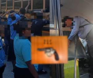 Autoridades policiales informaron sobre el decomiso de un arma de fuego den el bus de la barra Revolucionarios de Motagua.