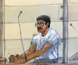 Ilustración de Rohan Rane durante el juicio.