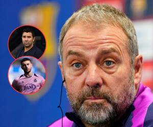 Hansi Flick durante la rueda de prensa tras el entrenamiento del equipo en la ciudad deportiva