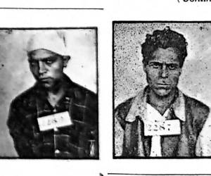 A la derecha, Adrián Salgado Valladares, capturado por ser ratero reincidente, según la Revista de la Policía. A la izquierda, Martín Velásquez Cruz, detenido por un homicidio.