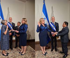 Mireya Agüero (izquierda) fue juramentada como canciller y Zulmi Ortez como ministra de Gobernación.