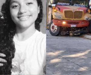 La joven viajaba en una motocicleta junto a otra persona cuando se accidentó. Su motocicleta quedó abajo de un bus.