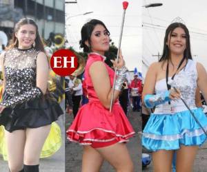 Hermosas palillonas que practicaron durante meses coreografías resaltan desde tempranas horas en los desfiles patrios 2022. Sus trajes fueron confeccionados para resaltar la belleza catracha y para rendir homenaje a la nación cinco estrellas con sus tonalidades azul turquesa.