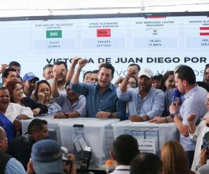 Dirigentes del Partido Nacional reaccionaron a la declaratoria del CNE y felicitaron a Juan Diego Zelaya como alcalde electo del Distrito Central.