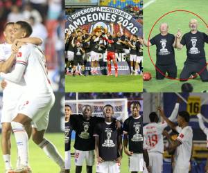 Olimpia festeja en el estadio Nacional Chelato Uclés tras coronarse campeón de la Supercopa de Honduras ante Motagua.