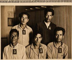 En la imagen aparecen Salvador Mendoza, Benjamín Rodríguez, Francisco Gómez, Eduviges Cruz y Manuel García, quienes fueron detenidos en 1939 en Honduras.