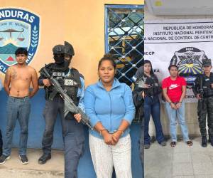 Cristian Córdova, Cendy Rodríguez y Cenayda Oviedo, detenidos en el municipio de Sula, sospechosos de pertenecer al Cartel del Diablo.