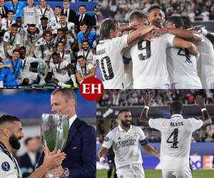 Con un triunfo de 2-0 contra el Eintracht Frankfurt en la Final de la Supercopa de Europa, el Real Madrid conquistó el primer título de la temporada con goles de David Alaba y Karim Benzema. A continuación las mejores imágenes de la celebración.